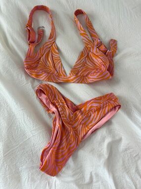 Women’s Pink & Orange Zebra Print Bikini - Unbranded